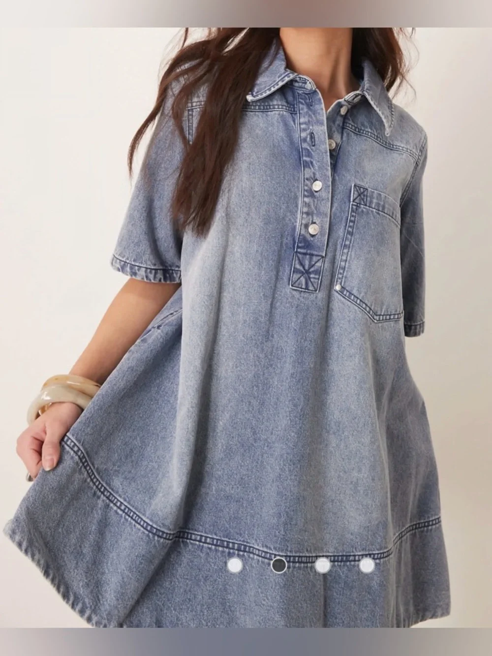 Free People Remino Denim Mini Dress in Ocean Blue - Picture 4 of 5